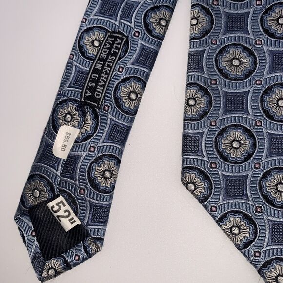 CULWELL & SON Men's Silk Geometric Designer Blue EUC Rare New - Picture 4 of 7